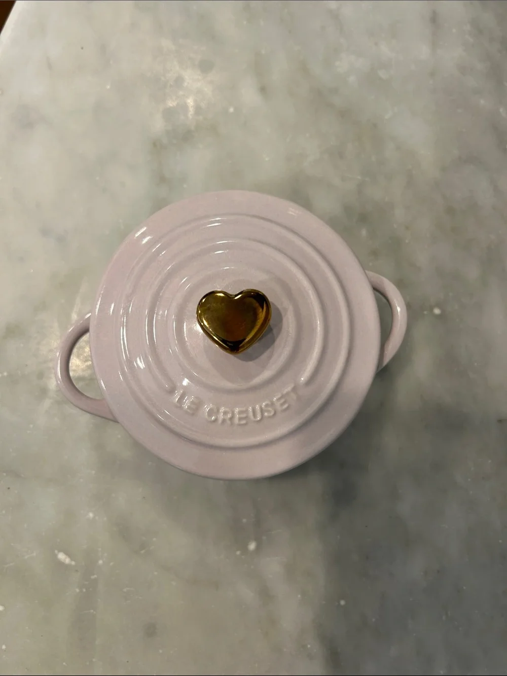 Le Creuset Mini Cocotte in Lavender with Gold Heart Knob